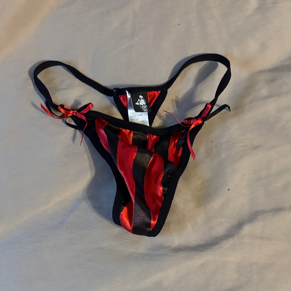 Red and Black Striped Thong